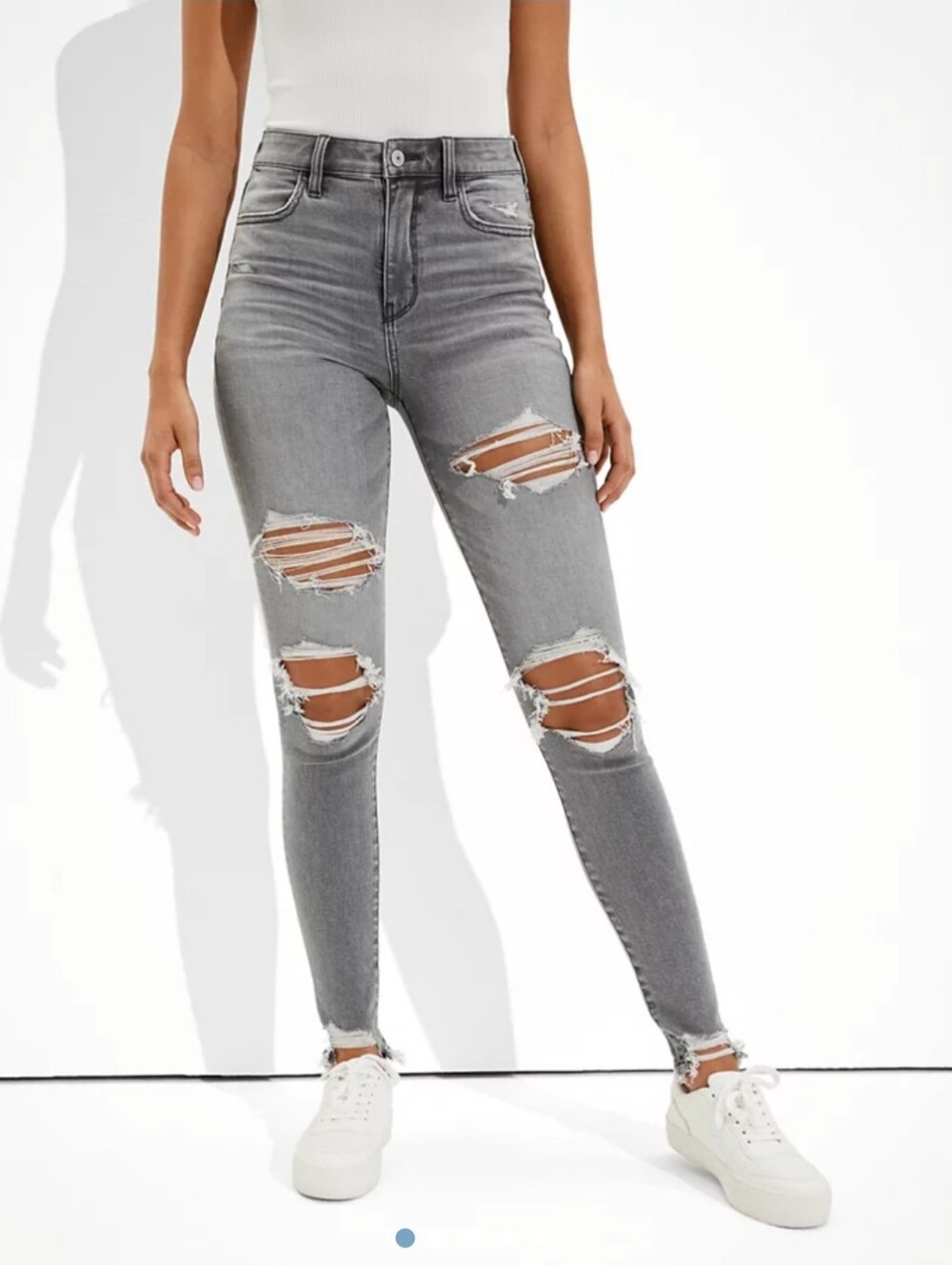 American Eagle Distressed Gray Jeggings Size 10 Short